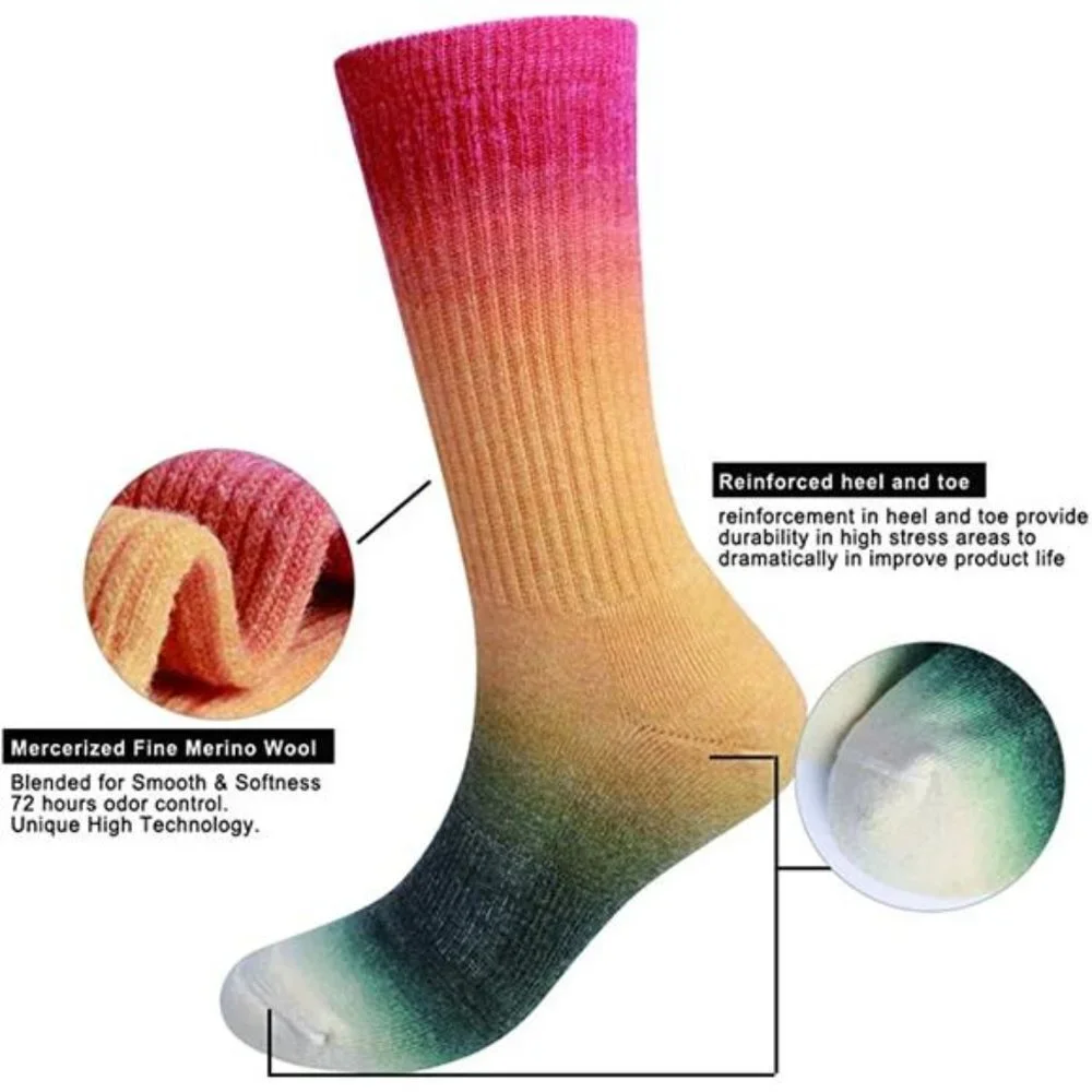 4 Pack Women's Merino Wool Outdoor Hiking Trail Crew Sock